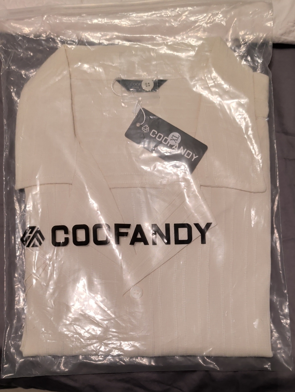 Coofandy Men’s Casual Button-Down Shirt in Cream